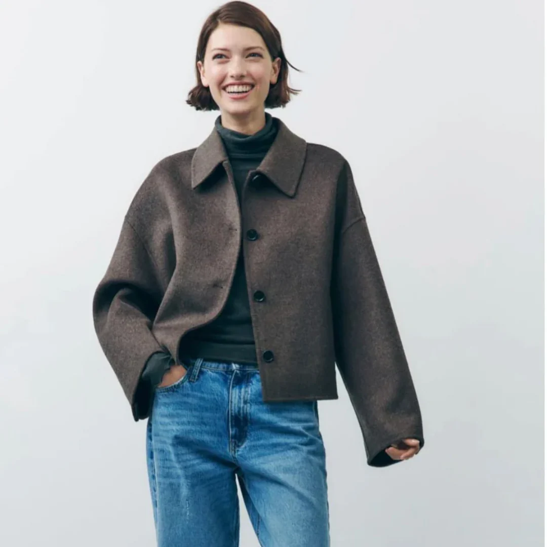 Jolene Cappotto Donna in Lana Marrone – Vestibilità Moderna, Elegante & Versatile