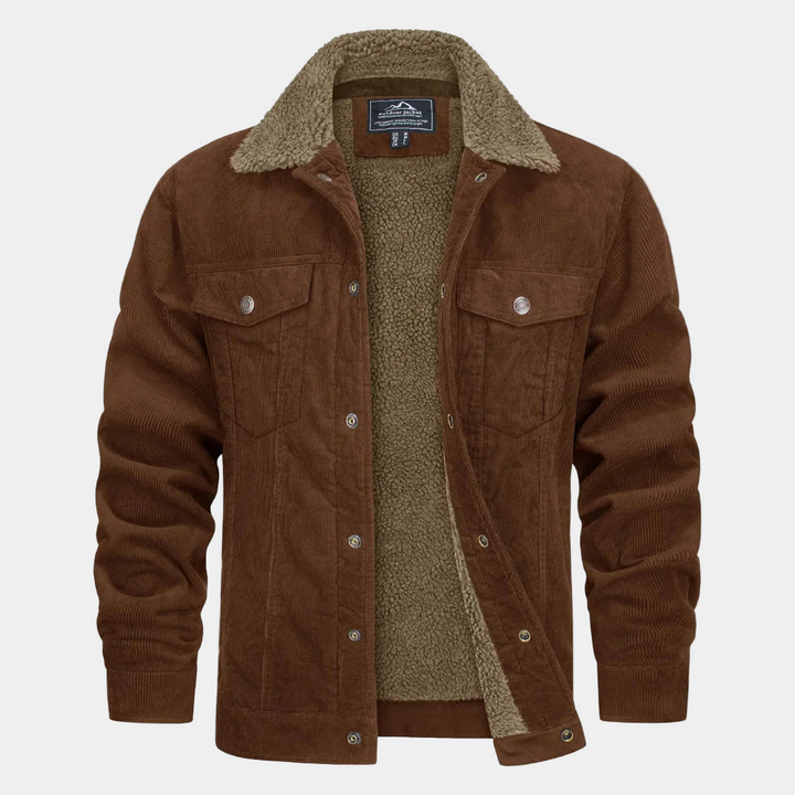 Otto Giacca Uomo in Corduroy – Foderata in Sherpa con Collo Caldo e Stile Robusto