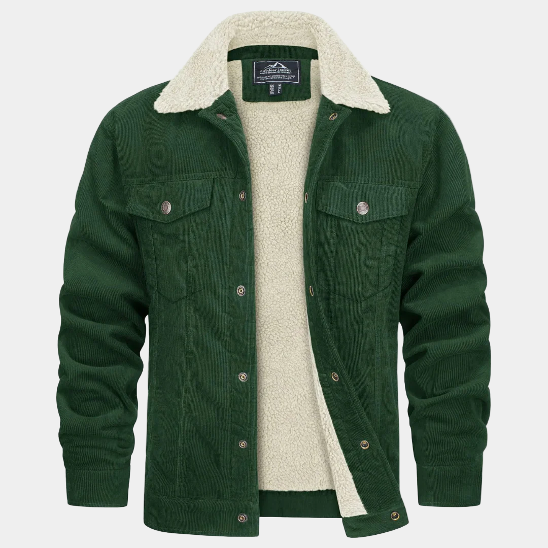 Otto Giacca Uomo in Corduroy – Foderata in Sherpa con Collo Caldo e Stile Robusto