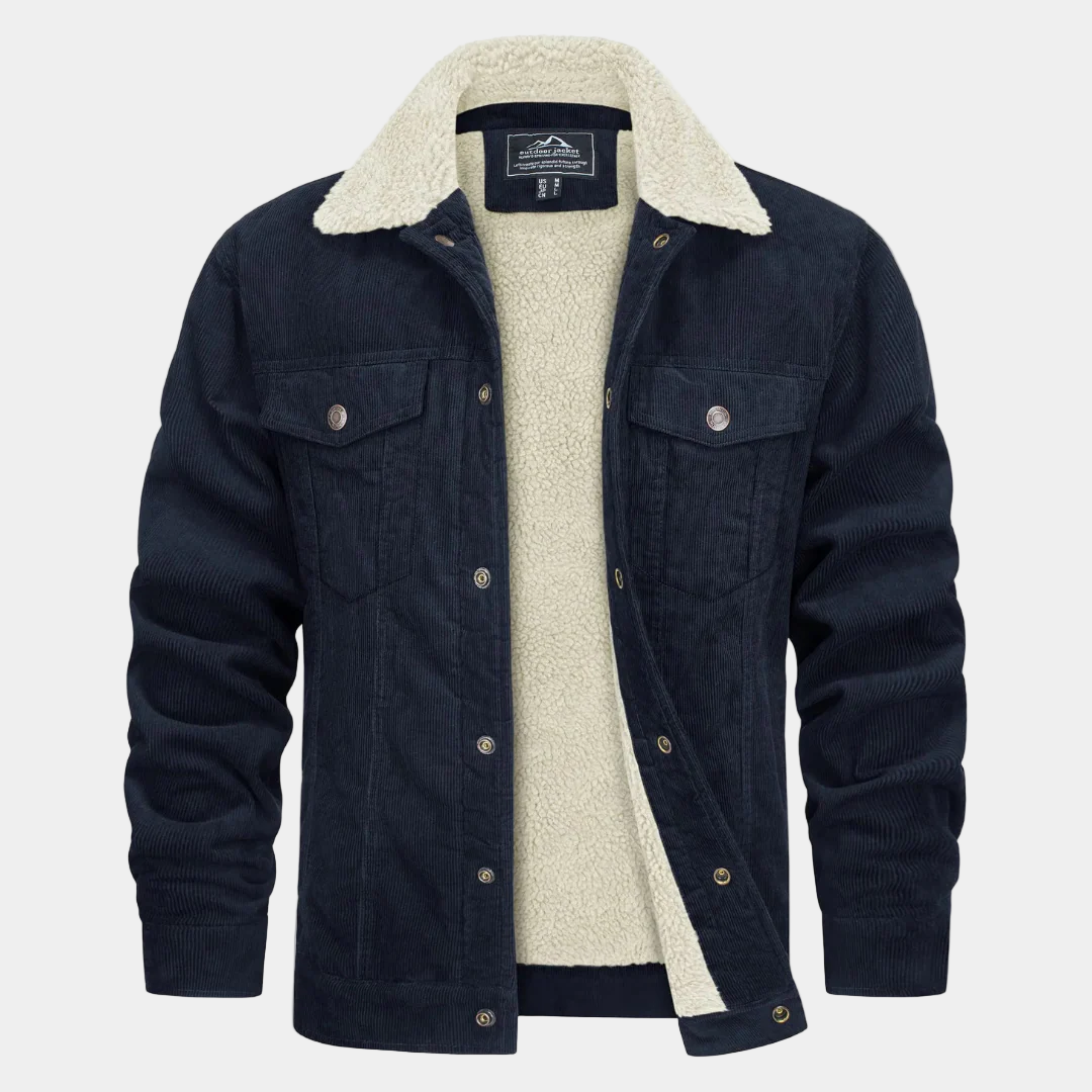 Otto Giacca Uomo in Corduroy – Foderata in Sherpa con Collo Caldo e Stile Robusto