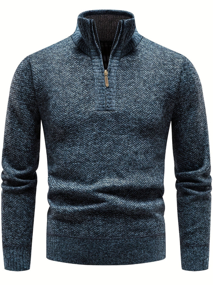 Matteo Maglione Uomo Zip – Pulover de iarnă din tricot gros cu închidere cu fermoar