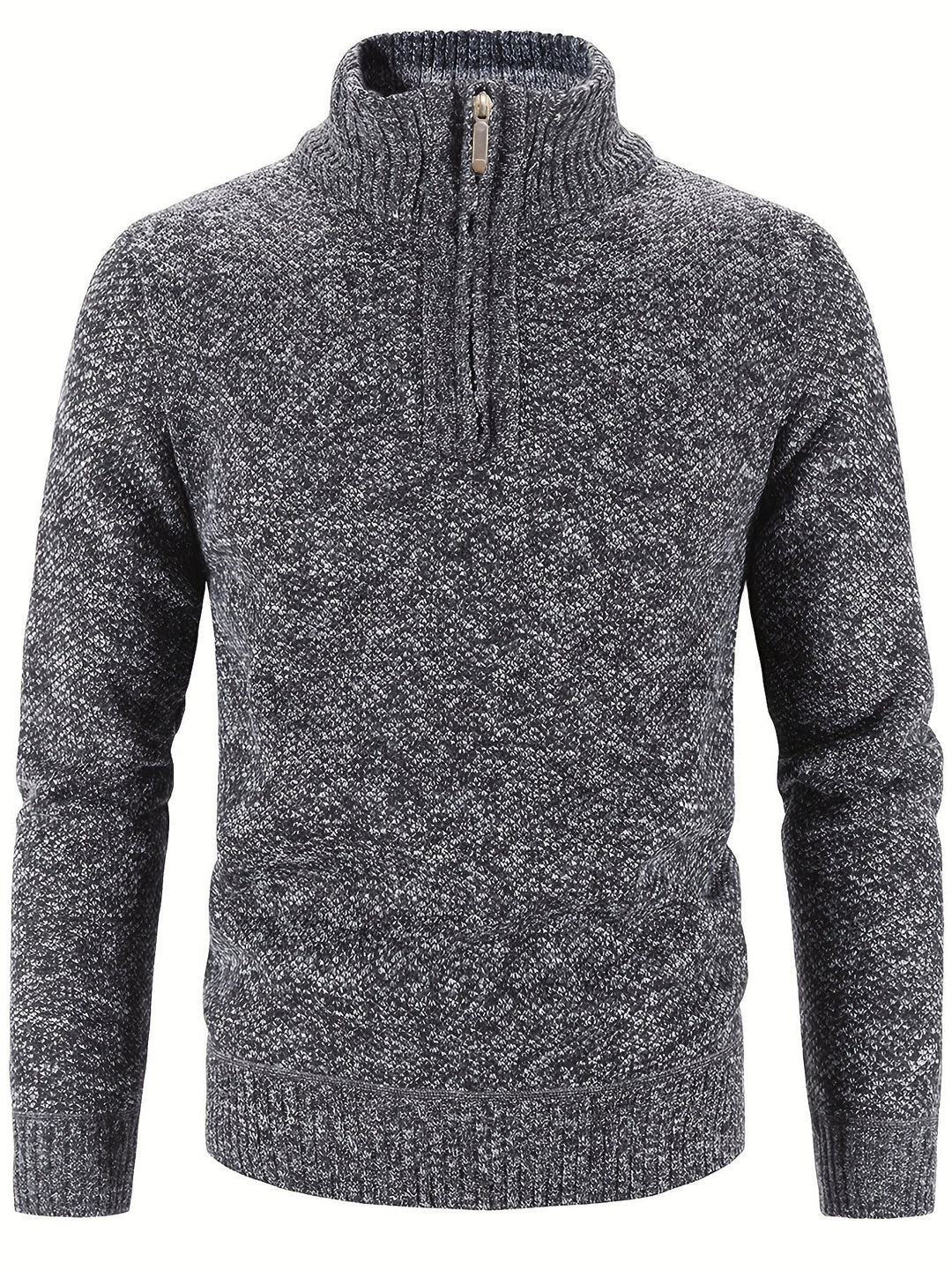 Matteo Maglione Uomo Zip – Pulover de iarnă din tricot gros cu închidere cu fermoar