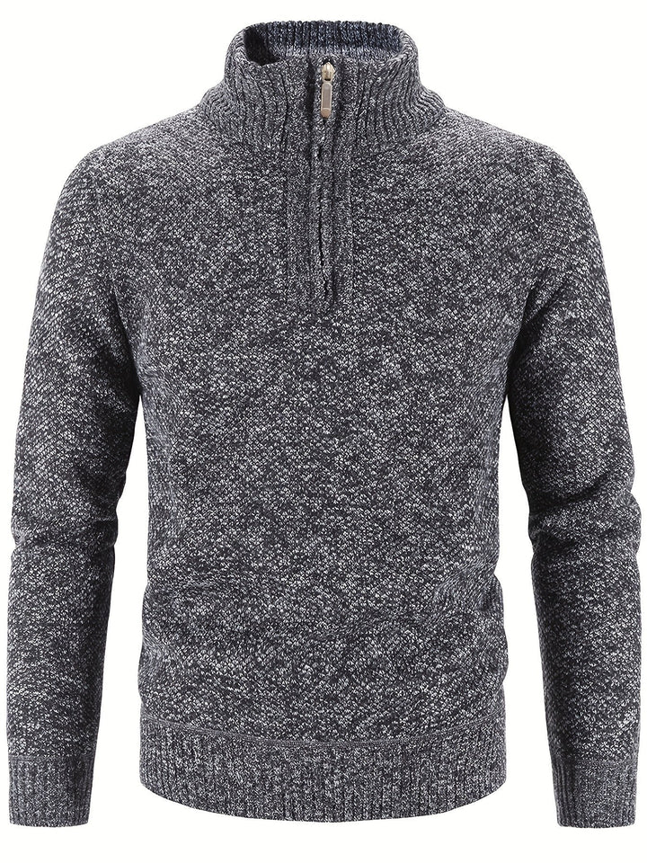 Matteo Maglione Uomo Zip – Pulover de iarnă din tricot gros cu închidere cu fermoar