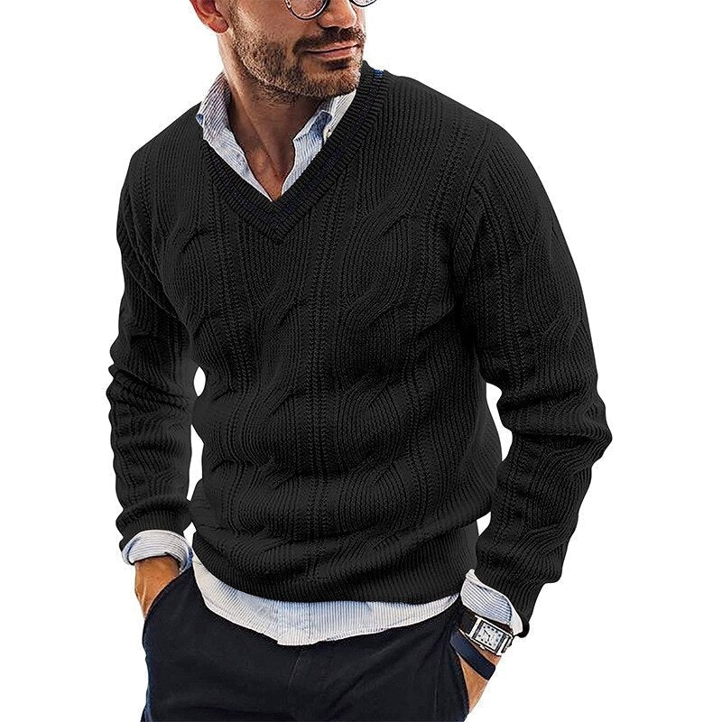 Zorion Maglione Uomo con Scollo a V – Pullover in Maglia Fine Elegante per Ufficio e Casual