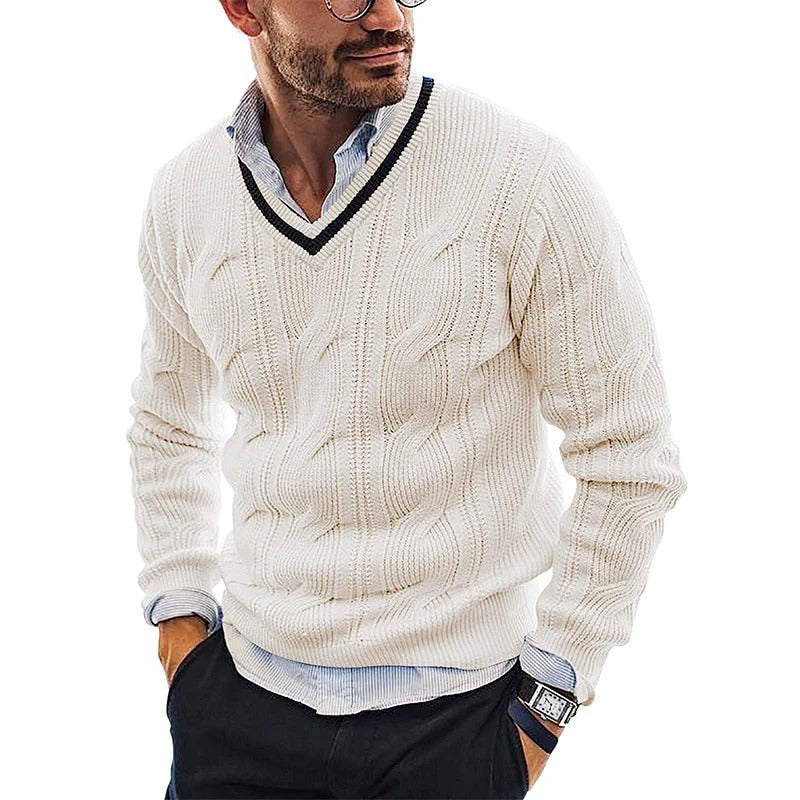 Zorion Maglione Uomo con Scollo a V – Pullover in Maglia Fine Elegante per Ufficio e Casual