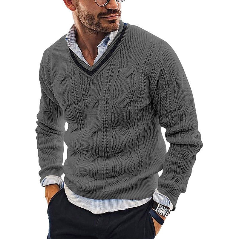 Zorion Maglione Uomo con Scollo a V – Pullover in Maglia Fine Elegante per Ufficio e Casual