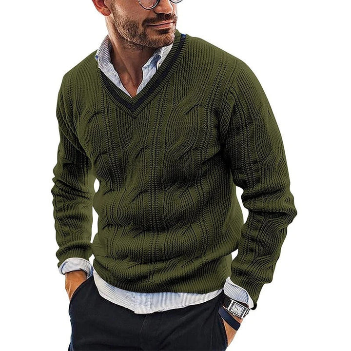 Zorion Maglione Uomo con Scollo a V – Pullover in Maglia Fine Elegante per Ufficio e Casual