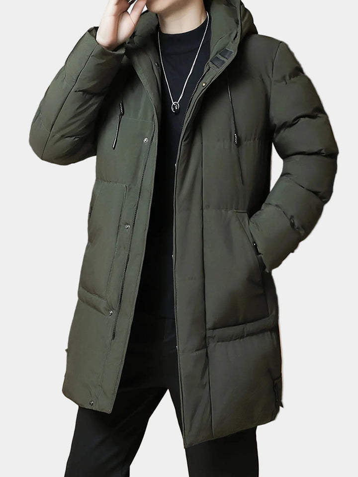 Ferdie Parka Uomo Lunga – Giacca Invernale Imbottita con Cappuccio Antivento & Antipioggia