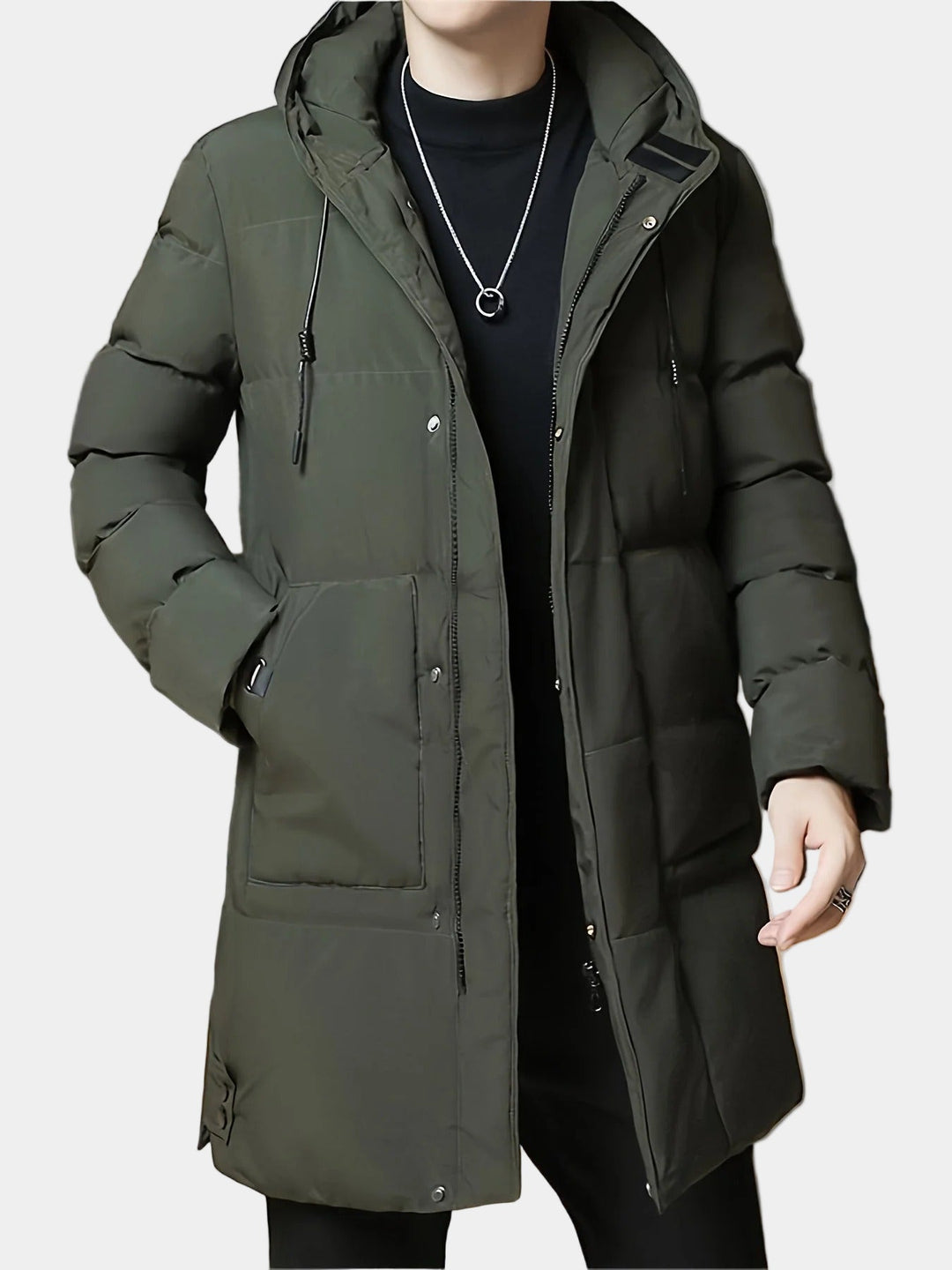 Ferdie Parka Uomo Lunga – Giacca Invernale Imbottita con Cappuccio Antivento & Antipioggia