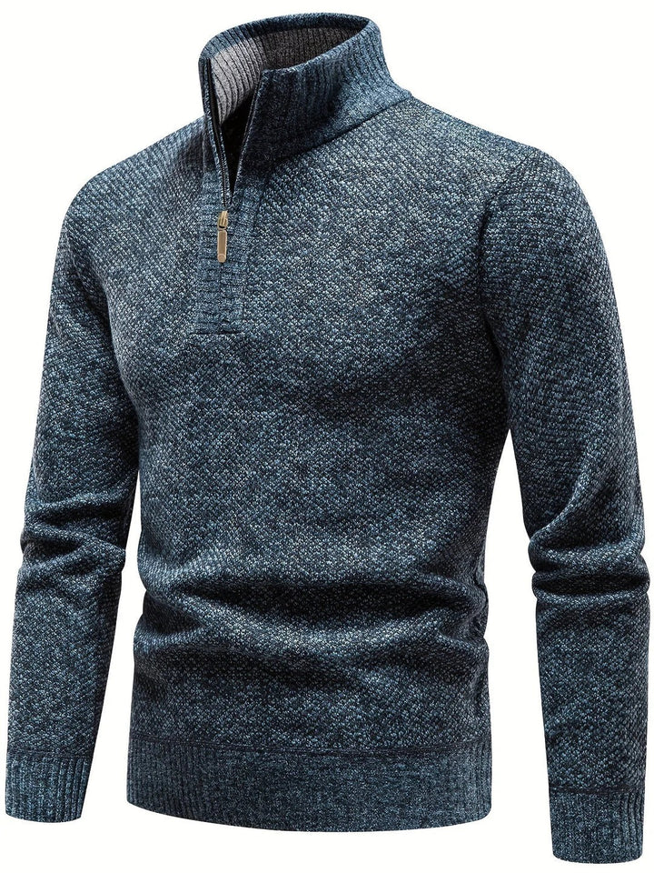 Matteo Maglione Uomo Zip – Pulover de iarnă din tricot gros cu închidere cu fermoar