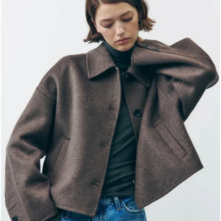 Jolene Cappotto Donna in Lana Marrone – Vestibilità Moderna, Elegante & Versatile