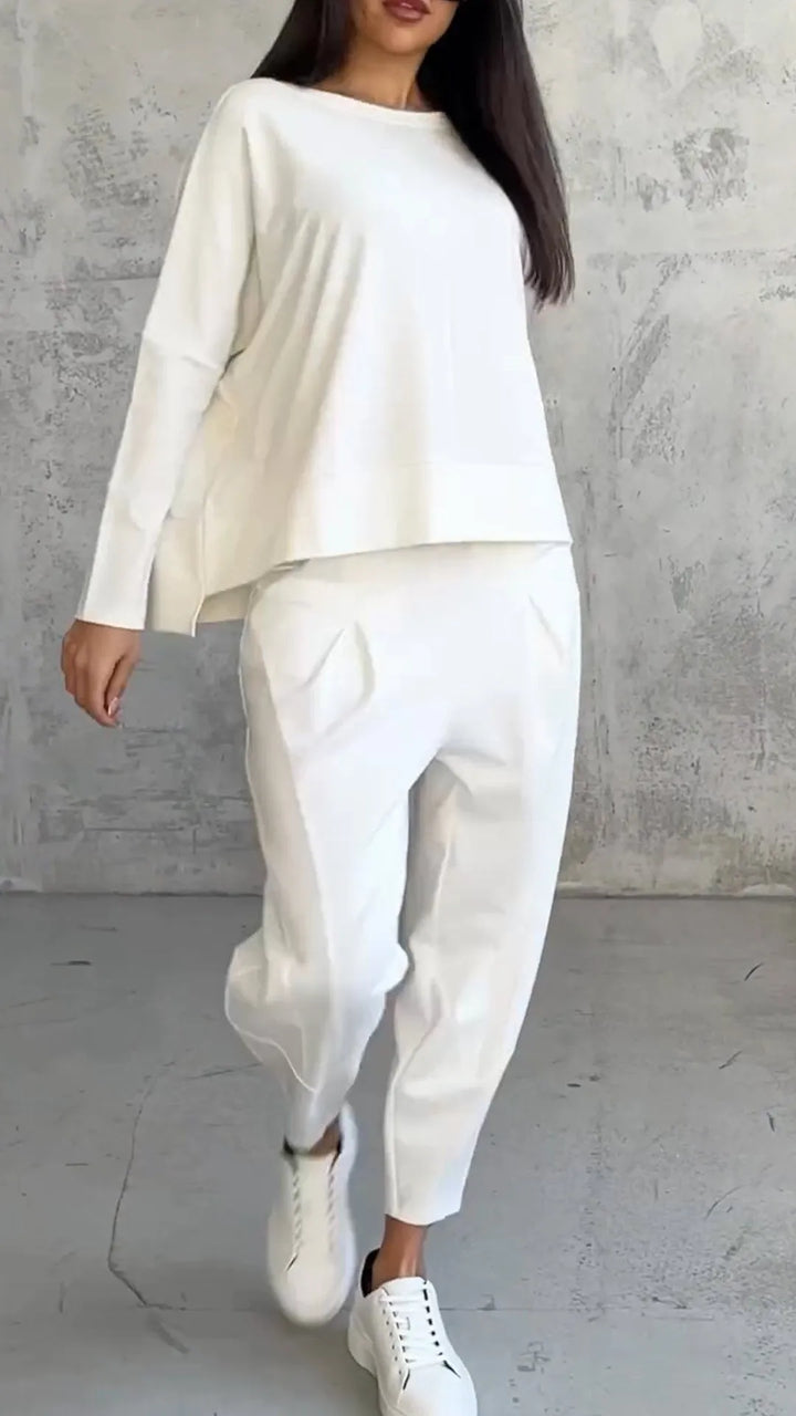 Set casual top și pantaloni harem pentru femei | mânecă lungă