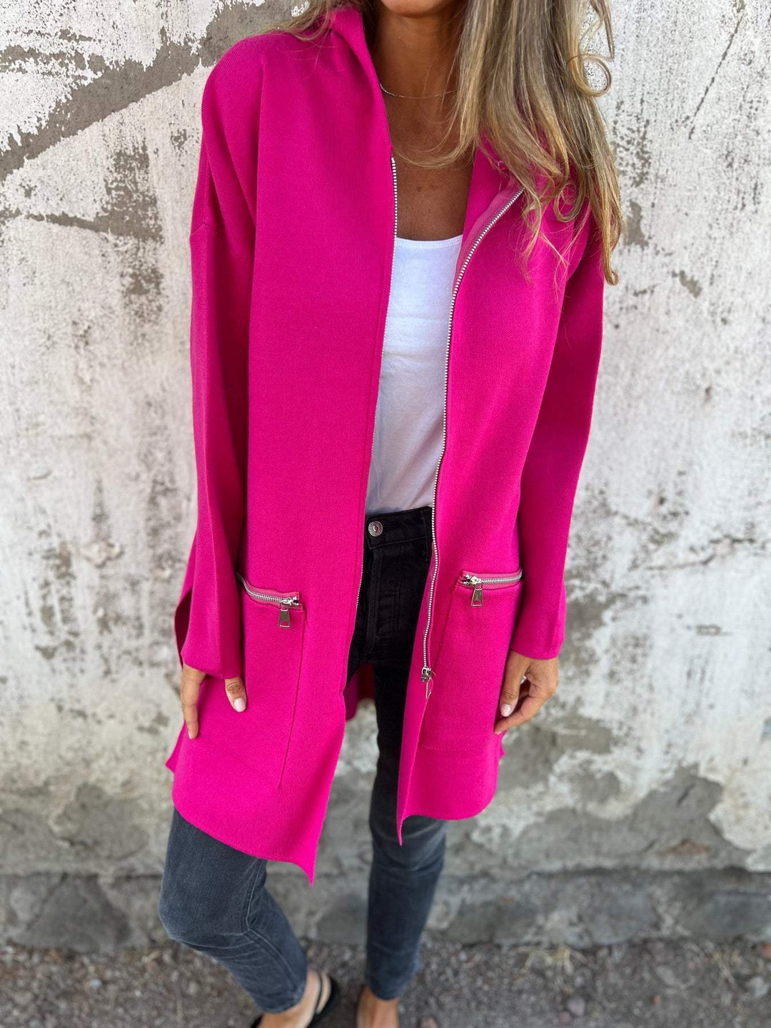 Cardigan lung damă | Culoare uni