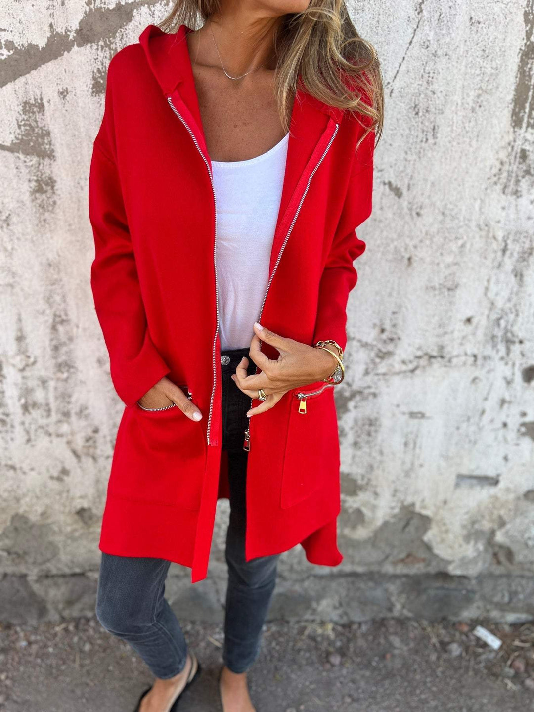 Cardigan lung damă | Culoare uni