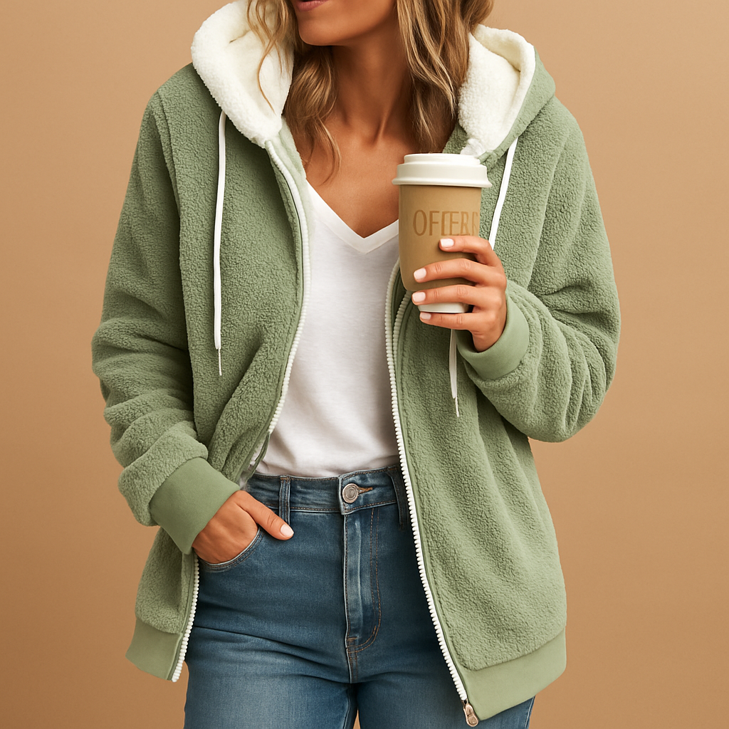Aval Cardigan Fleece Donna Lungo – Gilet Oversize con Cappuccio e Fronte Aperto Caldo