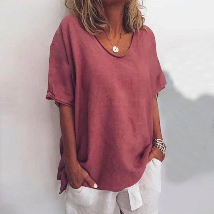 Adèle | Bluza Oversize cu Decolteu în V pentru Femei | Mâneci Scurte