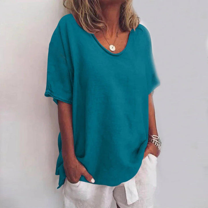 Adèle | Bluza Oversize cu Decolteu în V pentru Femei | Mâneci Scurte