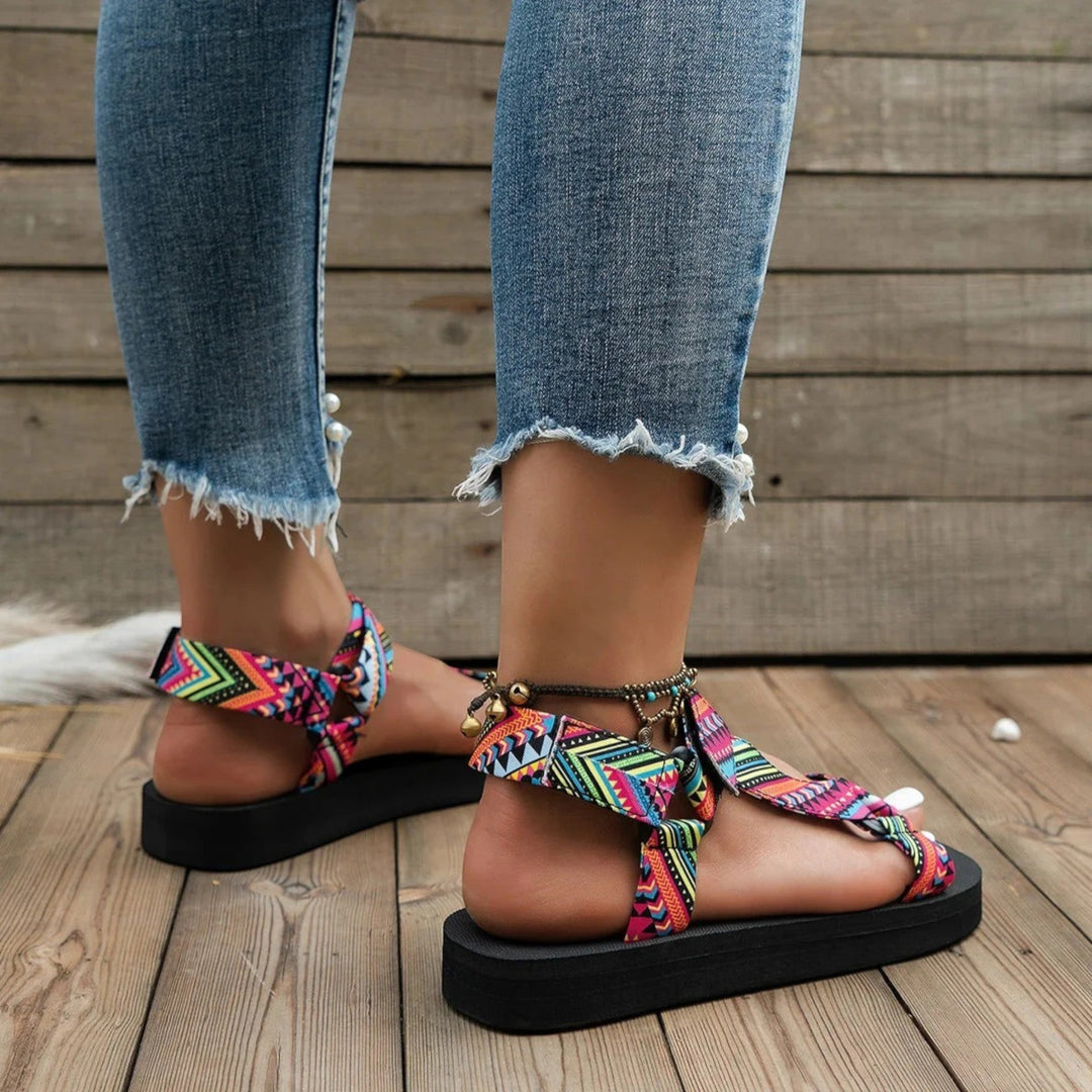 Flache Boho-Sandalen für Damen | Sommer