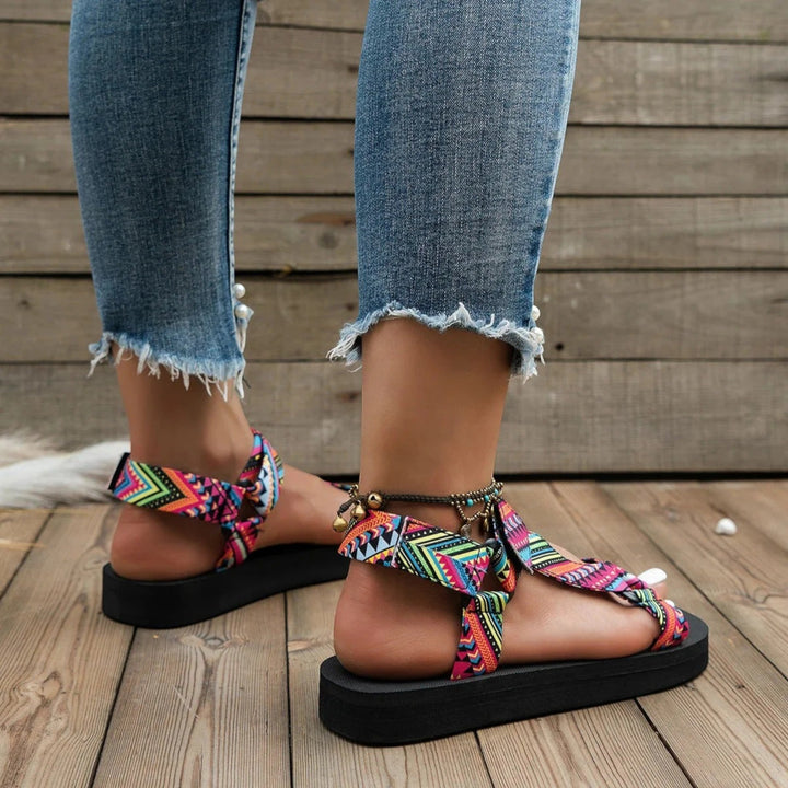Flache Boho-Sandalen für Damen | Sommer