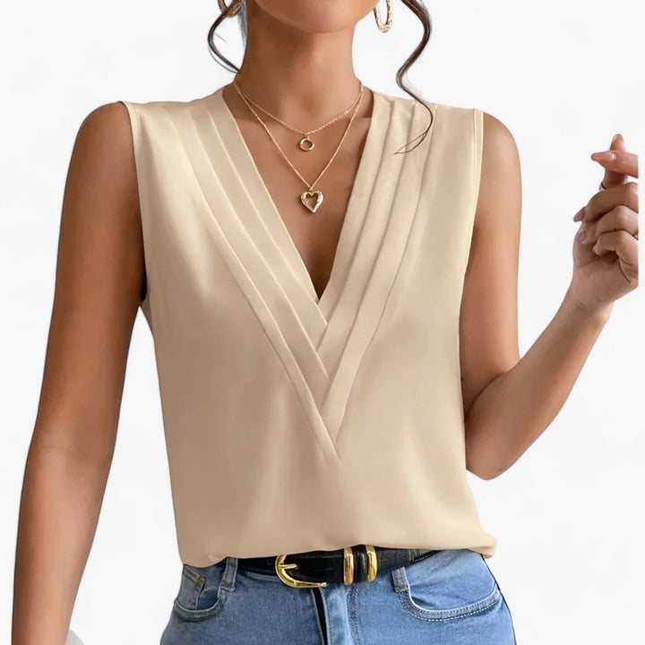 Bluza elegantă cu decolteu în V pentru femei | Fără mâneci