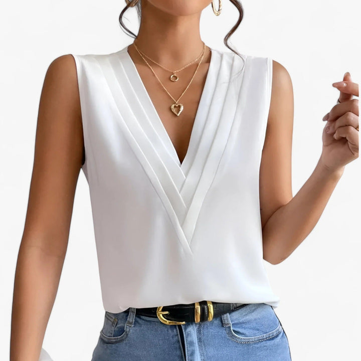 Bluza elegantă cu decolteu în V pentru femei | Fără mâneci