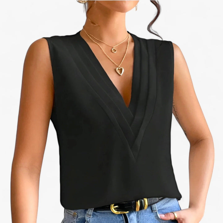 Bluza elegantă cu decolteu în V pentru femei | Fără mâneci