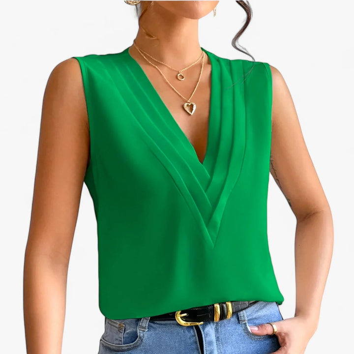 Bluza elegantă cu decolteu în V pentru femei | Fără mâneci