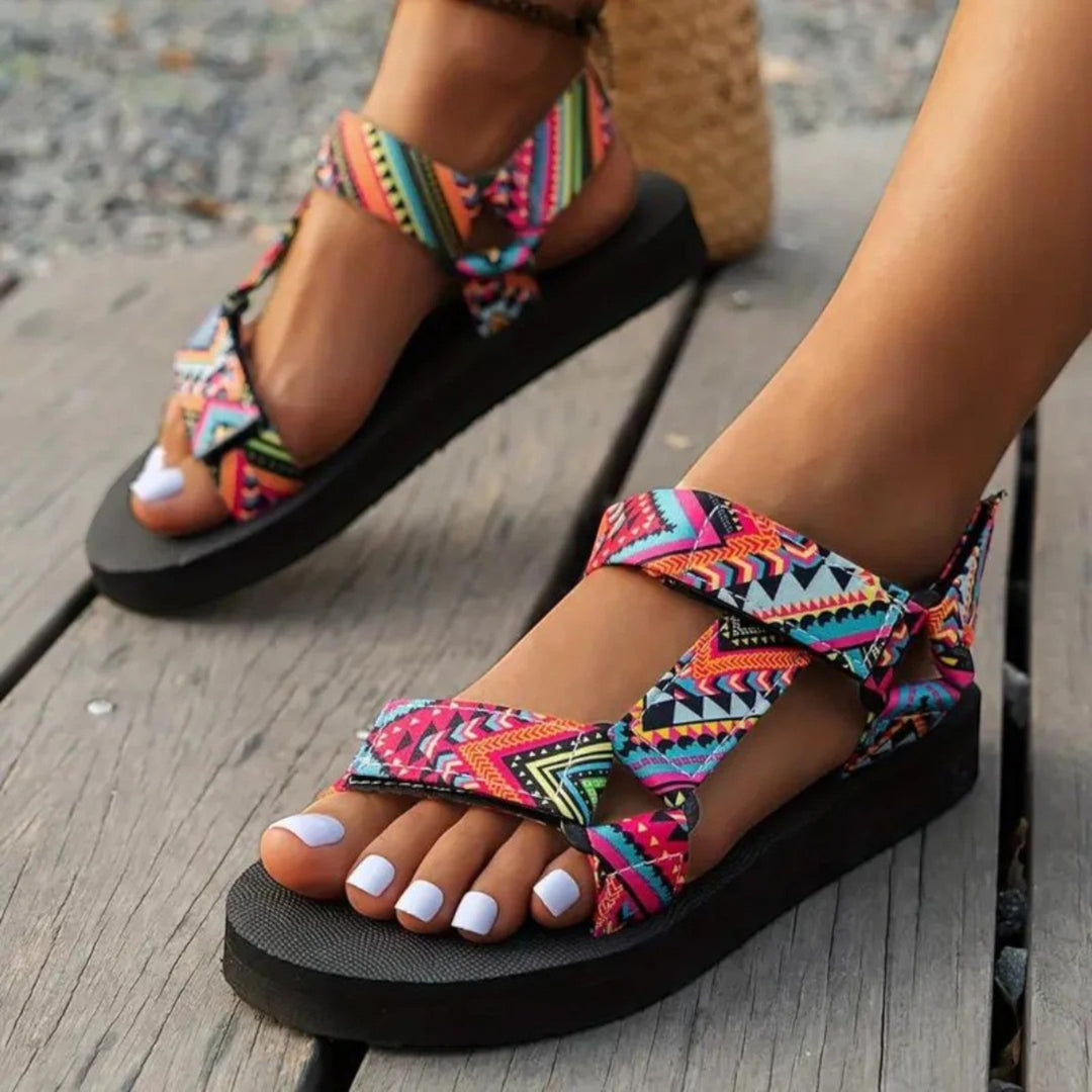 Flache Boho-Sandalen für Damen | Sommer