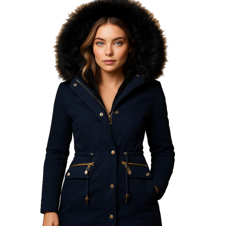 Paula Giacca Invernale Donna – Cappotto Elegante con Collo in Eco Pelliccia e Vita Regolabile